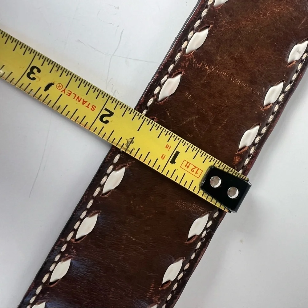 Vintage Brown Leather Tooled Western Style Leather Belt Unisex Casual